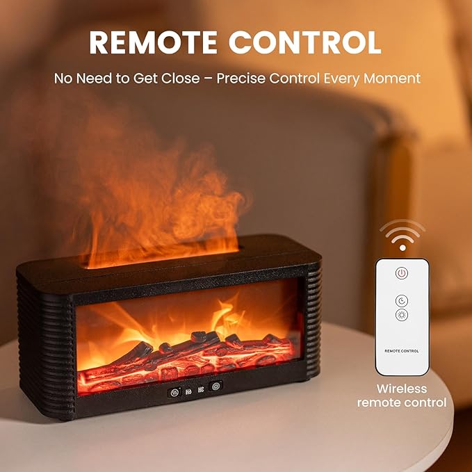 Flame Fireplace Aroma Essential Oil Diffuser, 250ml Ultrasonic Aromatherapy Humidifier with 9 Color LED Lights & Timer, Fireplace-Style Cool Mist Air Diffuser for Home Bedroom Office Yoga - Image 7