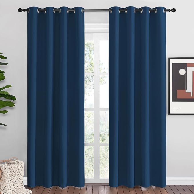 NICETOWN Moroccan Blue Blackout Curtains 86" Long, 55" Wide, 2 Pieces for Office, Dining Room, Guest Room - Sound Reducing, Heat and Cold Block Panels for Modern Decorative by NICETOWN