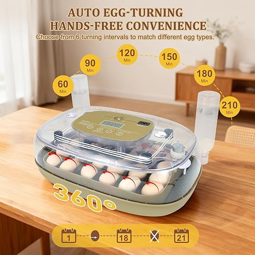 3rd Gen - 24 Egg Automatic Incubator, Stage-Based Adaptive Humidity with Auto-Refill, Stable Temp Control, Flexible Spacing, Adjustable Auto Turning & Lockdown, Custom Incubation Days, Candler, Alarm - Image 4