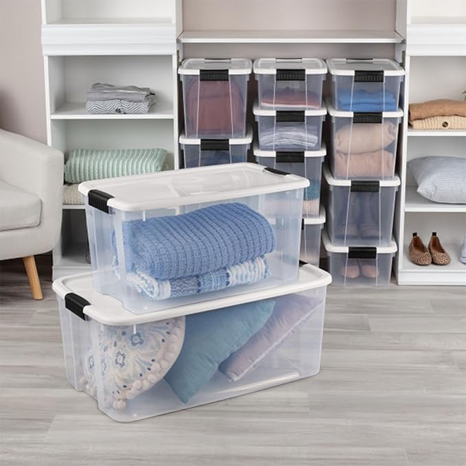 Sterilite 8 Pack Ultra Latching Box, Storage Bins with Lids, Clear Plastic, 70 Quart - Heavy-Duty Organizing Containers for Closet, Bathroom, and Office - Image 6