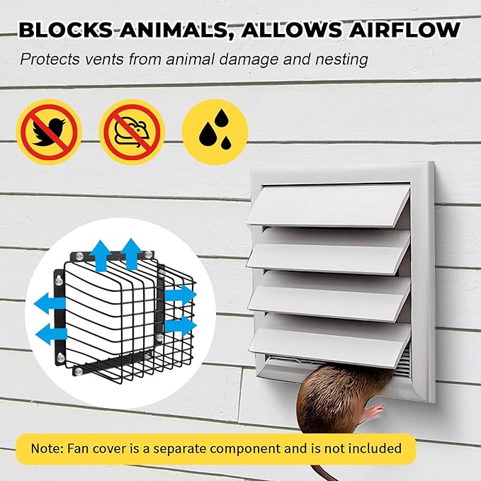 Universal Outside Bird Guard - Stainless Steel Construction Vent Cover, Fits 3 inch to 4 inch Vent Hoods, Prevents Birds, Rodents and Debris from Entering Dryer or Bathroom Exhaust Fan, Black - Image 3