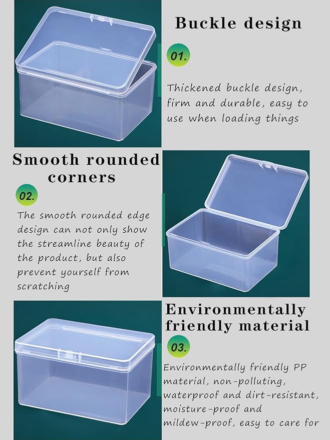 6Pcs Clear Playing Deck Card Storage Box Plastic Card Boxes Playing Card Boxs High Capacity Playing Card Case 4.3 x 2.95 x 2.17 Inch Organizer Snap Closed Trading Games Collector - Image 3