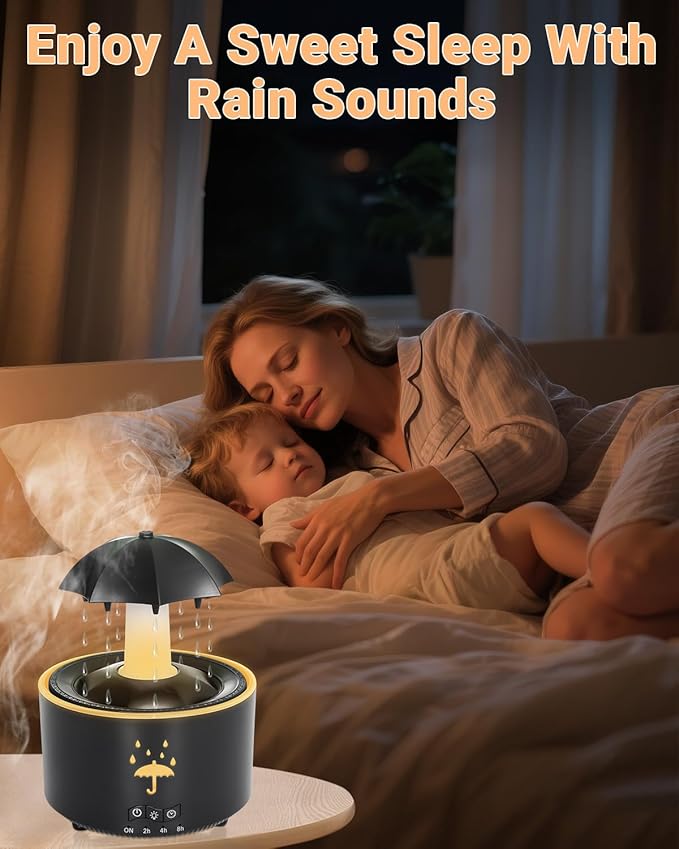 Aesthetic 2-in-1 Humidifier Oil Diffuser with Rotating Raindrop & 7 LED Mood Lights,Cool Mist Humidifier Quiet Variable Mist for up to 24 Hrs,Easy to Fill & Clean, Auto Shut-Off - Image 2