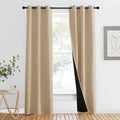 NICETOWN Living Room Completely Shaded Draperies, Privacy Protection & Noise Reducing Ring Top Drapes, Black Lined Insulated Window Treatment Curtain Panel (Biscotti Beige, 1 Piece, W37 x L84) by NICETOWN