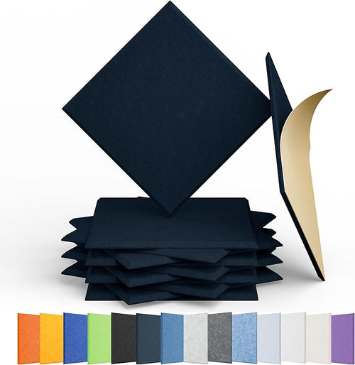 12 Pack Acoustic Panels Self Adhesive Sound Proof Foam, High Density Sound Acoustic Panel, 12X12X0.4 Inch Square Panels in Home, Office, Reccording Room, Studio,and more(Dark Blue) by Amantech