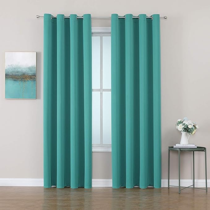 ChrisDowa Room Darkening Curtains 108 Inches Long 2 Panels Set for Living Room, Grommet Thermal Insulated Blackout Curtains for Bedroom (Teal, 52 x 108 Inch) by ChrisDowa