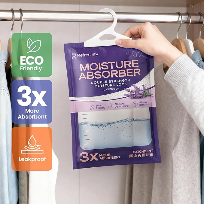 Moisture Absorbers and Humidity Absorber Bags for Closet - 10 Pack High-Efficiency Moisture Absorber and Humidity Packs for Home, Moisture Bags and Dehumidifier Bags for Car Lavender, 10 Pack - Image 5