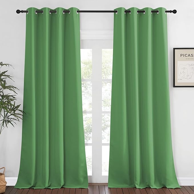 NICETOWN Blackout Room Darkening Window Curtain - Thermal Insulated Solid Grommet Blackout Patio Door Curtain/Drape for Living Room (Froest Green, 1 Panel, 52 by 95-inch) by NICETOWN
