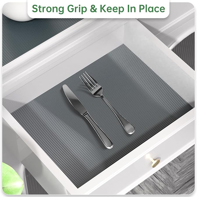 Shelf and Drawer Liner for Kitchen Cabinet, Non-Adhesive 18in x 120in Waterproof Durable Thickened EVA Material Easy-to-Cut Contact Paper Non Slip Mat for Refrigerator, Cupboard, Dresser - Image 6