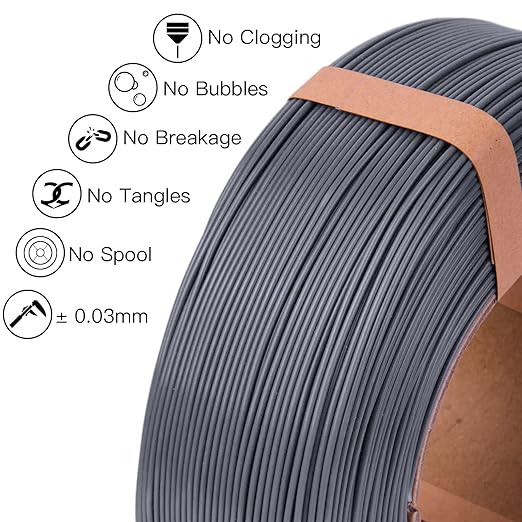 Inland V2 PLA PRO (PLA+) 3D Printer Filament Refill, 1.75mm Spooless Filament, Dimensional Accuracy +/- 0.03mm, 1KG (2.2lbs) Gray Refill for Inland Reusable Spools, Bambu Lab Compatible - Image 3