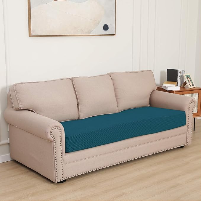 Easy-Going Stretch Cushion Cover Sofa Cushion Furniture Protector Seat Sofa slipcover Cover Soft Flexibility with Elastic Bottom(Oversized Sofa Cushion, Peacock Blue) - Image 2