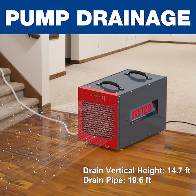 Abestorm 235 Pint Commercial Dehumidifiers for Crawl Space, Basement, Whole Homes up to 3,300 sq. ft, Water Damage Restoration Equipment with Pump and Drain Hose - Image 4