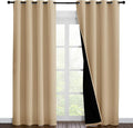 NICETOWN Living Room Completely Shaded Draperies, Privacy Protection & Noise Reducing Ring Top Drapes, Black Lined Insulated Window Treatment Curtain Panels(Biscotti Beige, 2 Pieces, W55 x L86) by NICETOWN