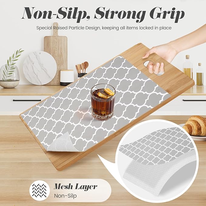 Drawer Shelf Liner for Kitchen Cabinets, Non Adhesive Slip Resistant Shelf Paper Easy to Clean, Strong Grip Thickened Waterproof Washable Mats for Pantry Shelves Cupboard Dresser, 12 in x 30 FT - Image 2