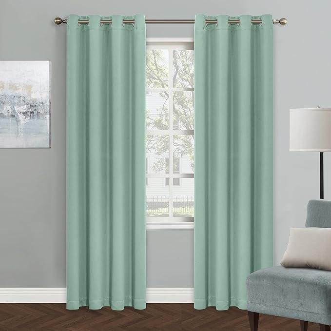 MYSKY HOME Aqua Closet Blackout Curtains for Bedroom Doorway Door Curtains for Living Room Grommet Room Darkening Curtain for Bedroom Thermal Insulated Blackout Curtain, 1 Curtain Panel, 52 x 90 Inch by MYSKYHOME