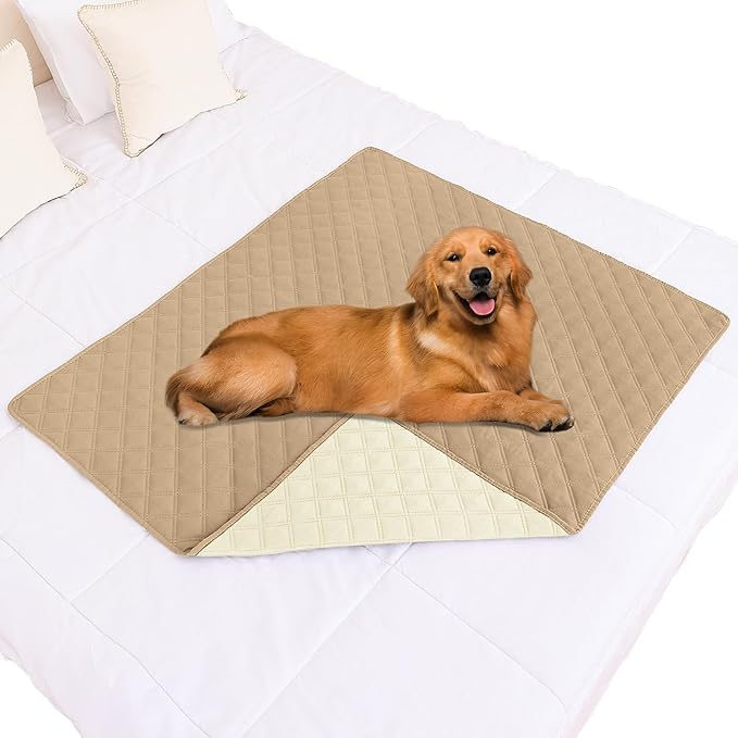 Smiry Waterproof Dog Bed Cover Pet Blanket, Soft Washable Dog Blanket for Furniture Bed Couch Sofa Reversible, Checkered (40"x50", Camel/Beige) by Smiry