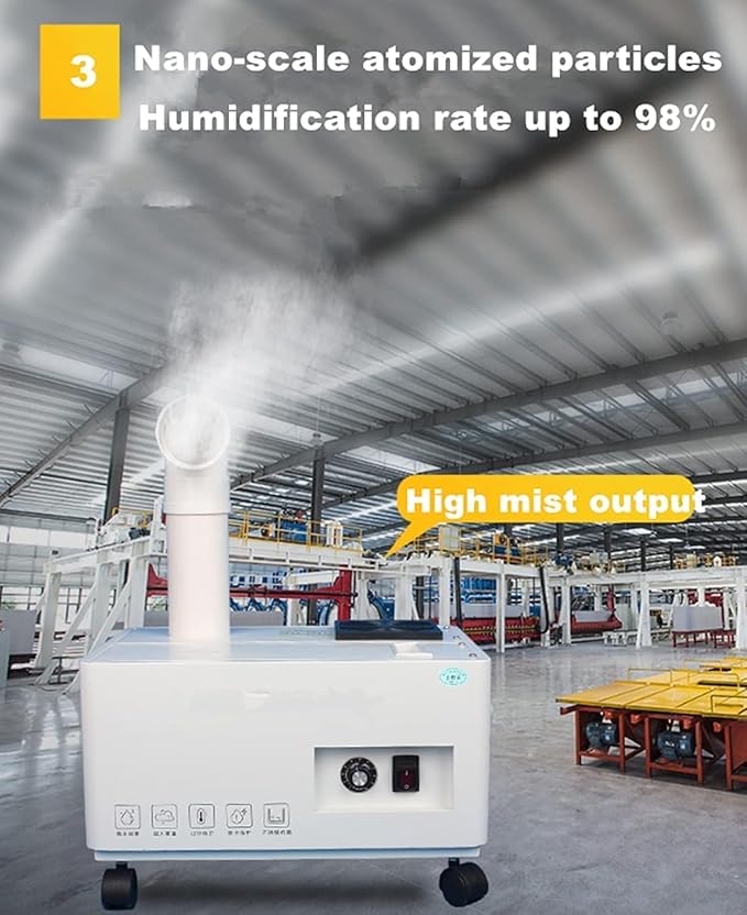 Industrial Humidifier 5000ml/h Mist Output for Large Spaces - Commercial Use in Factory, Workshop - Automatic Water Filling, Stainless Steel Shell, 110V - Image 3