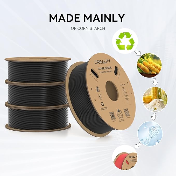 Creality Hyper PLA Filament 1.75mm, 30-600mm/s High Speed 3D Printer Filament, Dimensional Accuracy +/-0.02mm, Fit Most FDM 3D Printers, 4 Pack 1kg Spool(2.2lbs), Black - Image 3