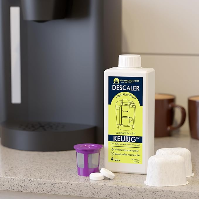New England Stories Keurig Compatible Descaling Set, 1 Year Cleaning & Maintaining Set, Includes 1 Bottle of Descaler (4 Uses), 12 Cleaning Tablets, 1 Reusable Pod and 6 Water Filters - Image 7