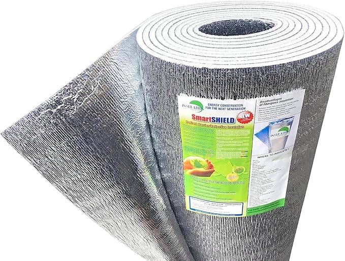 SmartSHIELD -10mm 48" x 125ft R22 Reflective Insulation roll, Foam Core Radiant Barrier, Thermal Insulation Shield - FOIL / FOIL by INSULATIONMARKETPLACE