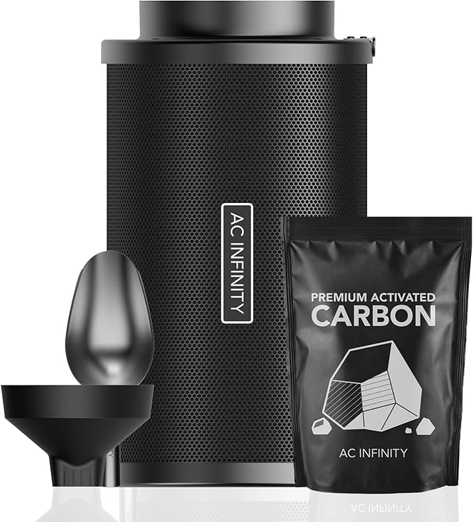 AC Infinity Refillable Carbon Filter Kit 8” with Additional Refill, Odor Removal Air Scrubber For 8" Inline Fan and Ducting, Reusable Charcoal Filter for Grow Tent Grow Room Hydroponics by ACInfinity