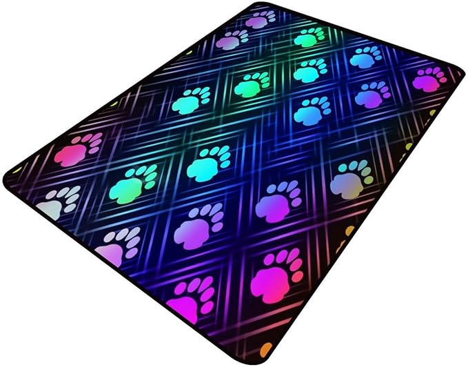 Floor Covering, Colorful Animal Paw Printed Patterns, Moisture Barrier Area Rugs, Fade Resistant, Flame Resistant, Quick Dry, Stain Resistant, Waterproof Floor Carpet for Living Room, 60 x 96 Inch by Snarena