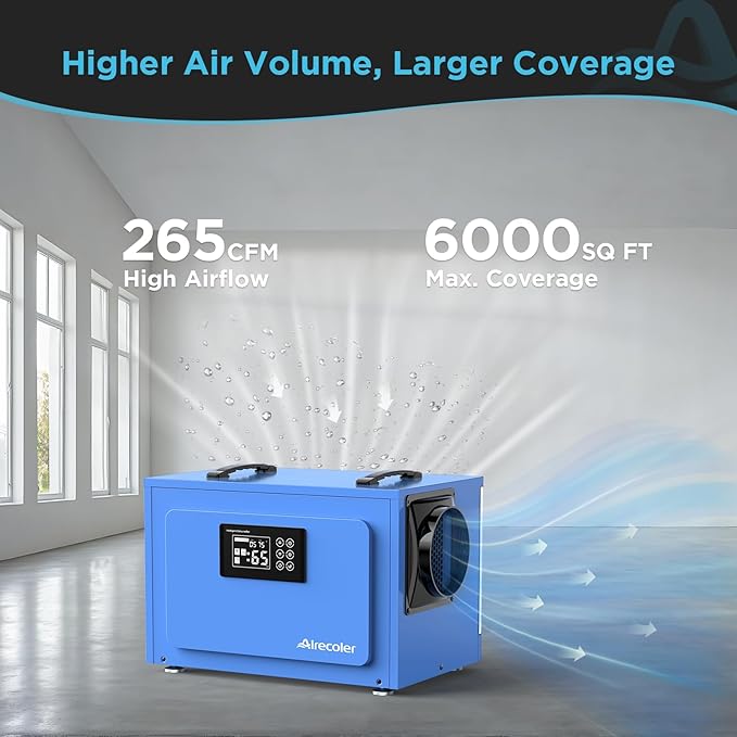 125 Pints Commercial Dehumidifier with Pump for Crawl Spaces & Basements with Drain Hose, Industrial Grade Water Damage Restoration for up to 6,000 sq ft, Auto Defrost, Memory Starting - Image 4