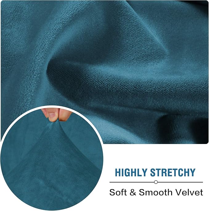 H.VERSAILTEX Velvet Stretch Couch Cushion Cover Plush Cushion Slipcover for Chair Cushion Furniture Protector Seat Cushion Sofa Cover (1 Piece Armchair Cushion Covers, Deep Teal) - Image 5