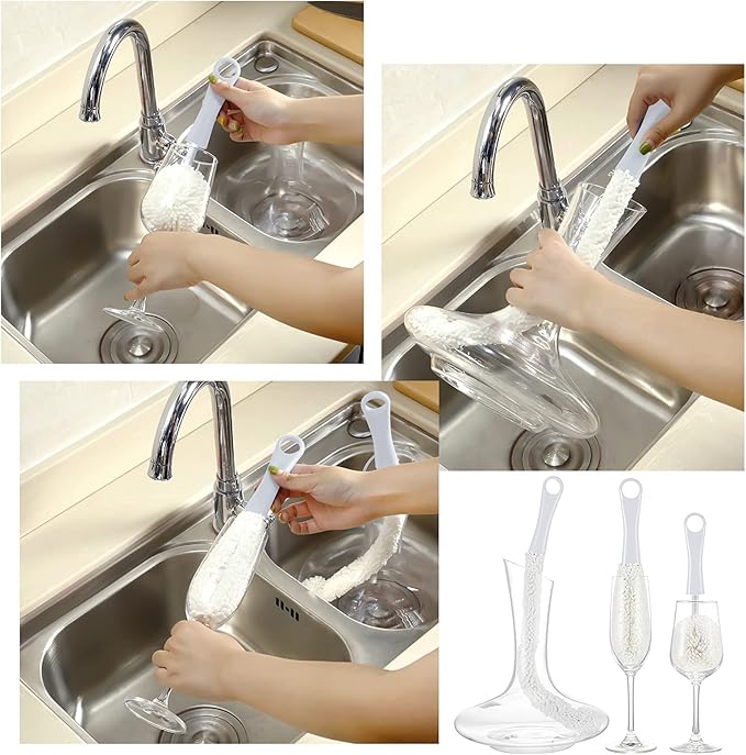 Boao 3 Pcs Wine Decanter Cleaning Brushes with Stainless Steel Cleaning Balls Wine Glass Flexible Bottle Scourers Brushes Cleaners Polishers for Decanter Glass Goblets Champagne Flutes Cups - Image 7