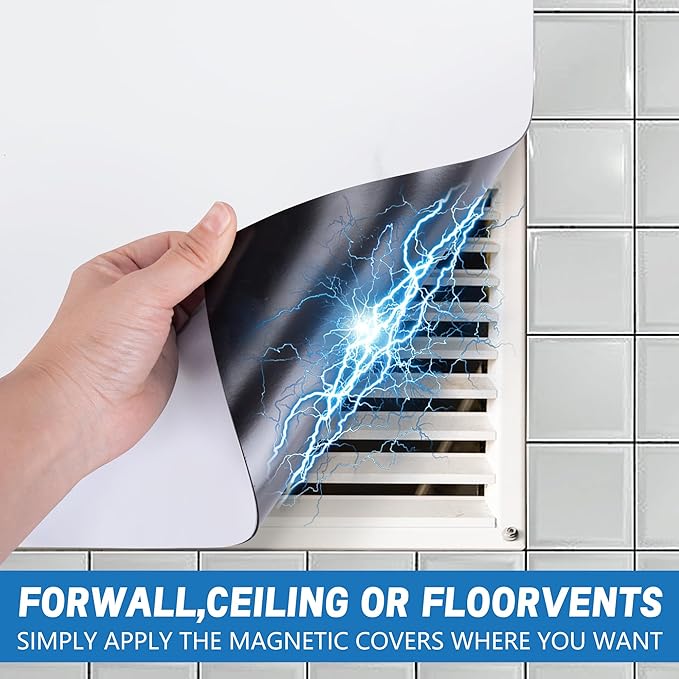 4 Pcs 13.4'' x 13.4'' Strong Magnet Vent Covers, 63Mil Extra Thick Magnetic Register Cover, Square Air Vent Sealing Covers for Home Wall Ceiling Floor HVAC AC RV Vents (White) - Image 4