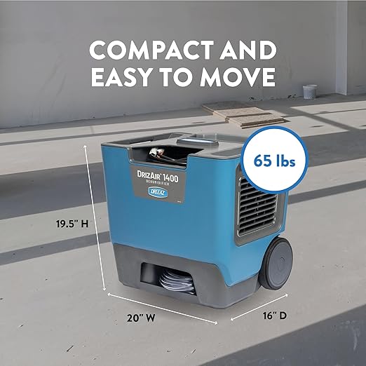 Dri-Eaz DrizAir 1400 Commercial Dehumidifier with Pump, 129 Pints, Industrial, Portable Dehumidifier for Up to 6400 Cu Ft - Image 3