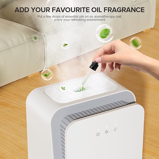 Dehumidifier for Home, 1000 sq.ft Dehumidifier with Auto Shut Off, 7-Color LED Light Built-in Aromatherapy Diffuser, Ultra-Quiet Dehumidifiers for Bedroom, Bathroom, Basement (White) - Image 7
