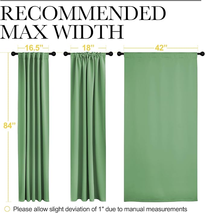 NICETOWN Vertical Blinds Window Curtain Panels - (Forest Green Color) 42 by 84 Inches, Set of 2, Energy Saving Rod Pocket and Back Tab Blackout Curtains for Nursery loft Cafe Laundry - Image 7