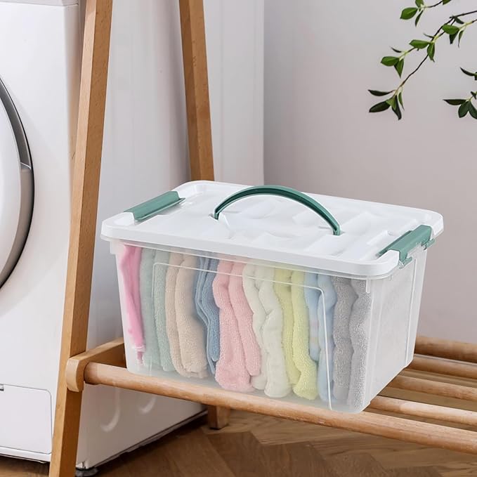 6 Pack 14 L Clear Storage Latch Box, Plastic Storage Bins with Lids - Image 6