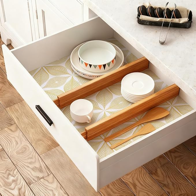 Drawer and Shelf Liner for Kitchen Cabinets Non Adhesive Cabinet Liner Strong Grip Waterproof Kitchen Drawer Liner for Shelves,Refrigerator,Dresser,Cupboard Liners,Easy to Clean 12In x 20Ft - Image 2