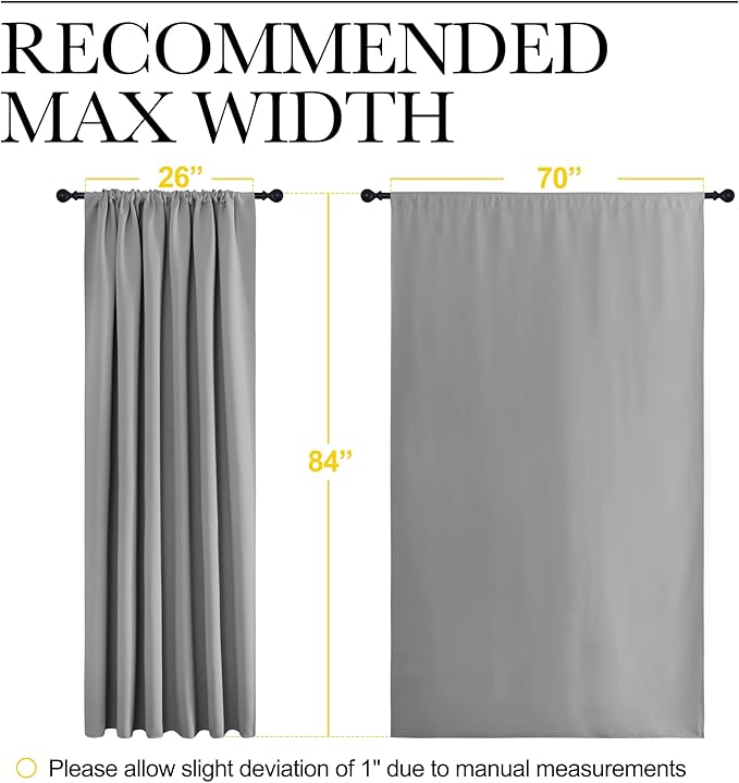 NICETOWN Blackout Curtain Panels 84 inches Long - Thermal Insulated Rod Pocket Blackout Drapes/Draperies for Sliding Glass Door Doorway (2 Panels, W70 x L84 inches, Silver Grey) - Image 7