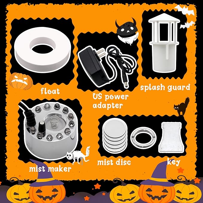 Halloween Mist Maker, Halloween LED Ultrasonic Mister Fogger with Light Witch Cauldron Diffuser Fog Machine Atomizer Bowl Terrarium High Output Humidifier Water Vaporizer with Splash Guard Float Disc - Image 2