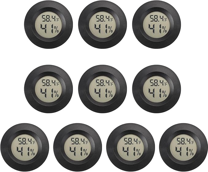 Mini Hygrometer Digital Thermometer Humidity Meter 10 Pack Hygrometer Thermometers Indoor/Outdoor Humidity Monitor Reptile Thermometer for Greenhouse Garden Cellar Fahrenheit(℉)/ Celsius(℃) by SerundoAuto