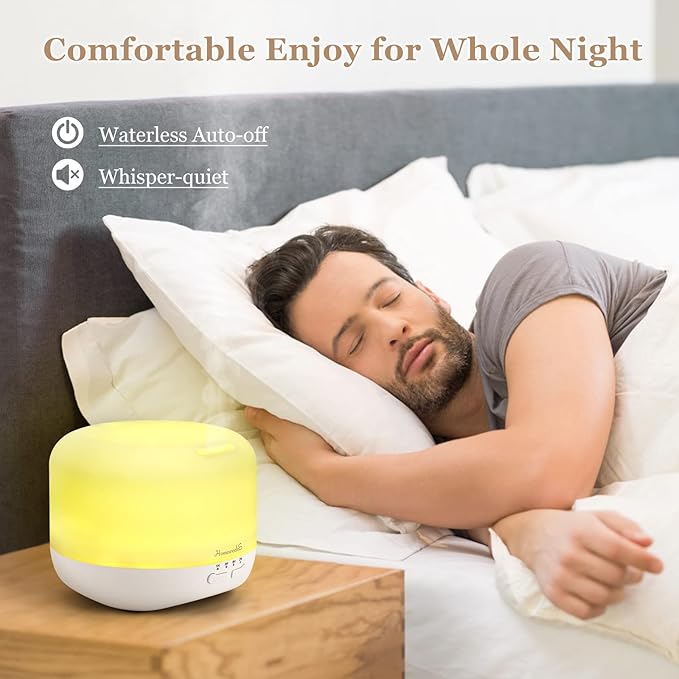 Aromatherapy Essential Oil Diffuser for Room: Air Humidifier Aroma Scent Cool Mist Colorful Lights Cute Small Large Waterless Auto Off Ultrasonic Diffusers for Home Bedroom White (300ml) - Image 7