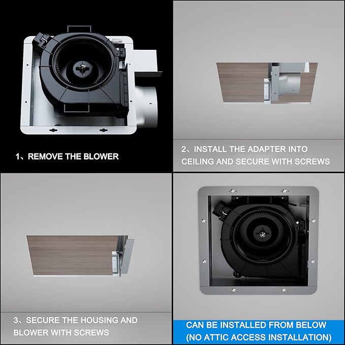 Tech Drive Bathroom fan 50-80-100 CFM DC Energy-Saving Motor,Very Quiet Ventilation and Exhaust Fan, Ceiling or Wall Mounted Fan, CFM Adjustable,White - Image 5