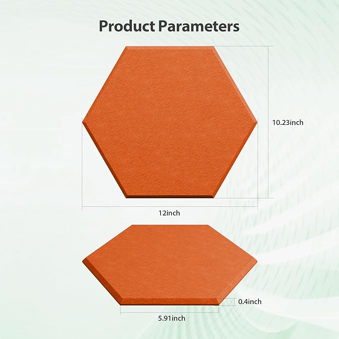 12 Pack Acoustic Panels Self Adhesive Sound Proof Foam, High Density Sound Acoustic Panel, 12X10.23X0.4 Inch Hexagon Panels in Home, Office, Reccording Room, Studio,and more(Orange-Red) - Image 6