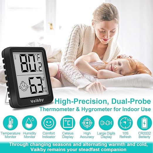 Indoor Humidity Meter Hygrometer 3Pack, Room Thermometer for Accurate Room Temperature Monitor, Digital Hygrometer with Indoor Thermometer for Home, Baby Nursery, and Humidity Sensor Enhanced Comfort - Image 2