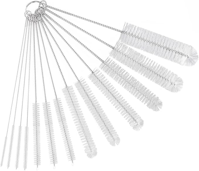 CiaraQ Bottle Cleaning Brushes, 8 Inch Nylon Tube Brush Set, Cleaner for Narrow Neck Bottles Cups with Hook, Set of 13pcs, White by CiaraQ