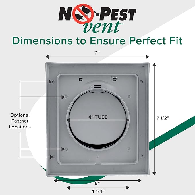 NO-PEST VENT, Exclusive Dual Door Dryer Vent Cover Outdoor 4 inch or Bathroom fan, Made in USA w Highest UV Resistant Plastic in any Outdoor Vent Cover (Slate Grey, 4 inch With 12" Duct Tube) - Image 5