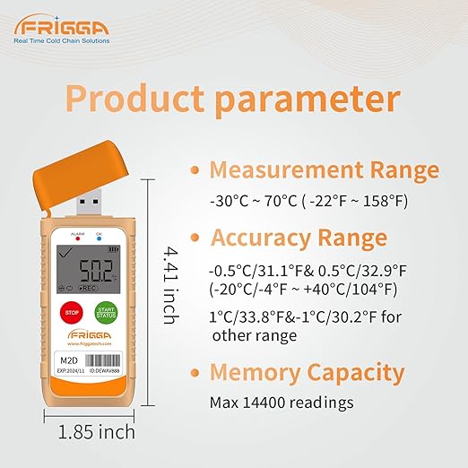 Frigga M2D 5 Pack Multi-Use Temperature Data Logger USB Digital Temperature Recorder Reusable 14400 Points High Accuracy Thermometer Logger PDF CSV Report - Image 3