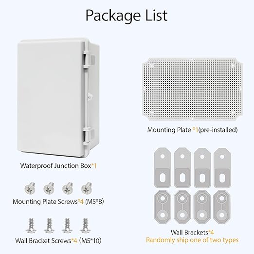 Junction Box ABS Plastic IP65 Waterproof Dustproof Universal Electrical Enclosure, Hinged Shell Outdoor and Indoor Usage Project Box11.4"x 7.5" x 5.5"(290 x 190 x 140mm), Grey - Image 8