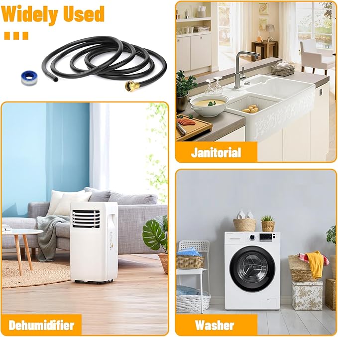 12FT Dehumidifier Drain Hose with 3/4 Inch FHT Connector, 18FFDHMH01 Dehumidifier Hose Compatible with Most Dehumidifier Brands, Corrosion-Resistant Brass Fittings for a Secure, Leak-Proof Connection - Image 5