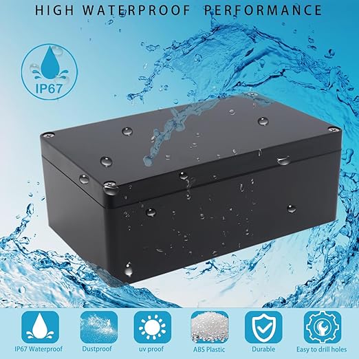 Watertight Junction Box, IP67 Waterproof Project Box Durable ABS Plastic Electronic Enclosure Case for DIY Electrical Project Black 7.87" x 4.72" x 2.95"(200 x 120 x 75 mm) - Image 7