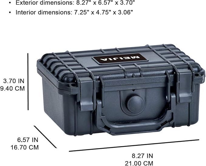 MEIJIA Portable All Weather IP67 Waterproof Protective Case, Hard Case,Camera Case With Customizable Foam,Fit Use of Drones, Cameras,Equipments (Black, 8.12x6.56x3.56inches) - Image 2