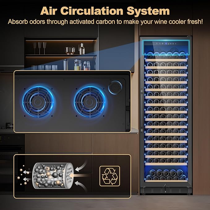 Upgraded 190 Bottles Wine Cooler Refrigerator,24 Inch Wide Wine Fridge with Professional Temperature Control System,Freestanding or Built-in installation, Quiet Operation,Black - Image 6